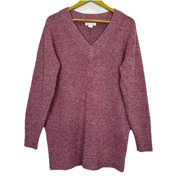 Athleta Womens Vital Wool Cashmere Tunic V-Neck Sweater Size M Capsule Preppy - Picture 2 of 8